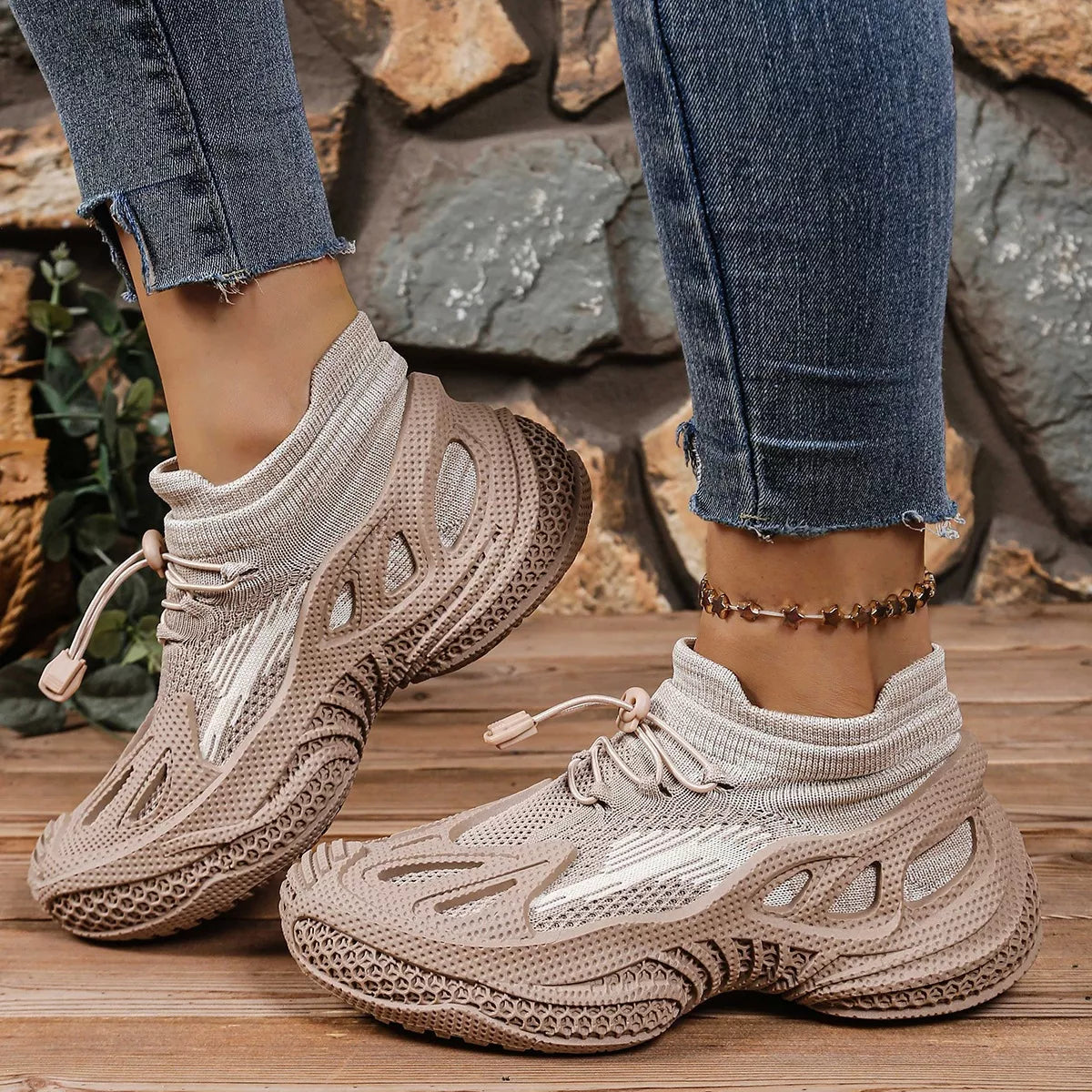 Lace Up Round Toe Sneakers - Lilixa.store