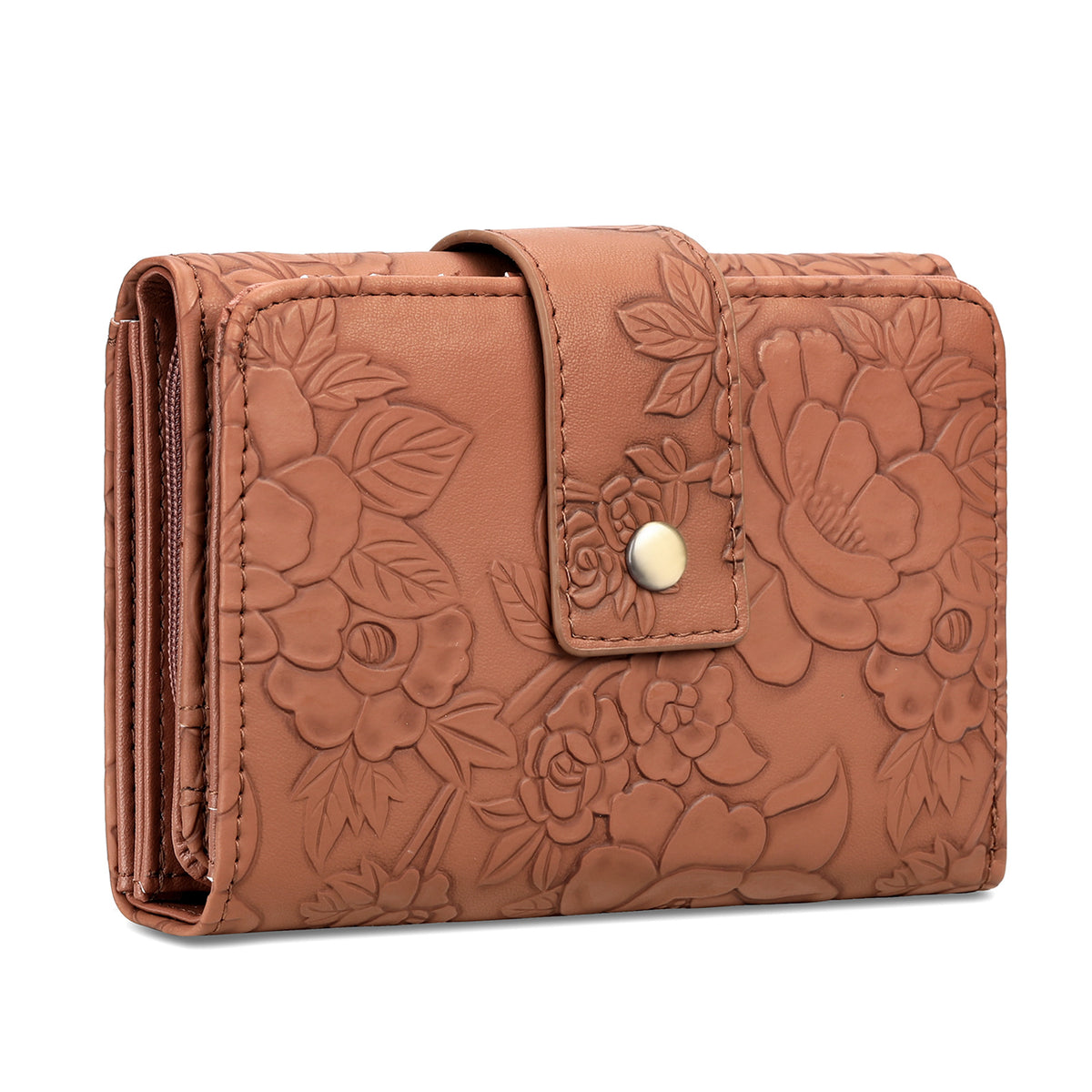 Floral Embossed Leather Wallet - Lilixa.store