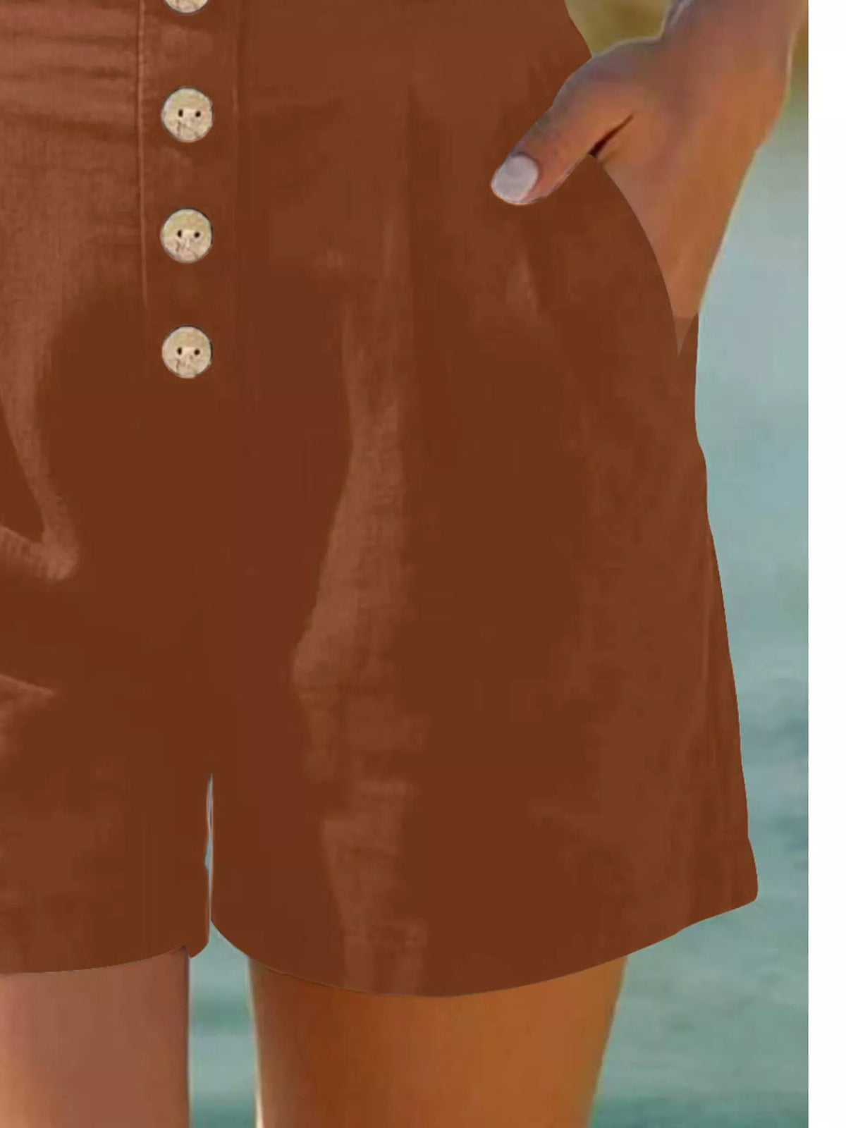 Button Fly High Waist Shorts, view 14