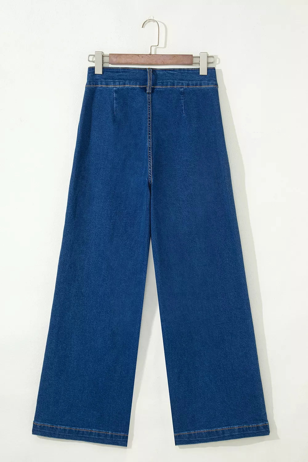 Hardware Decor Patched Pockets Wide Leg Jeans - Lilixa.store