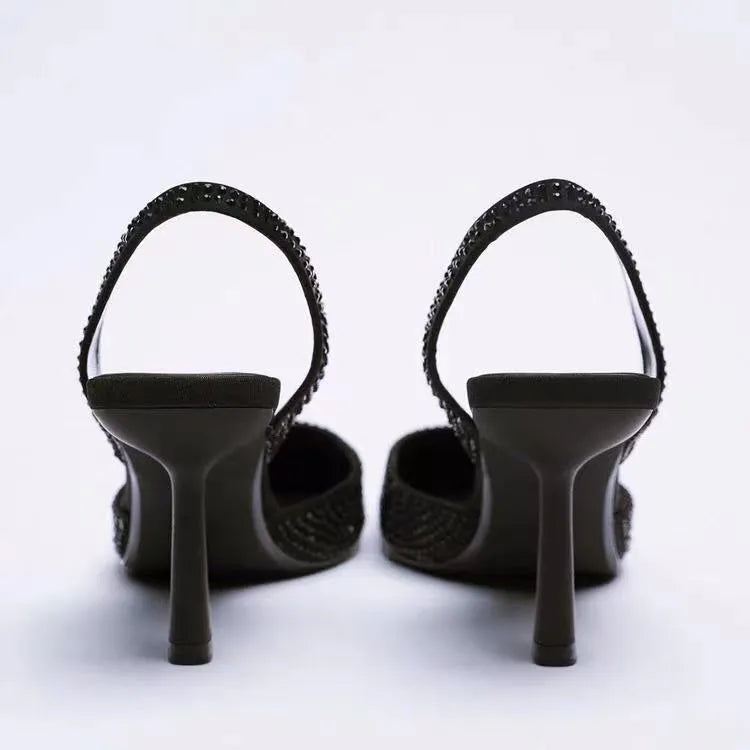 Rhinestone Slingback High Heel Pumps - Lilixa.store