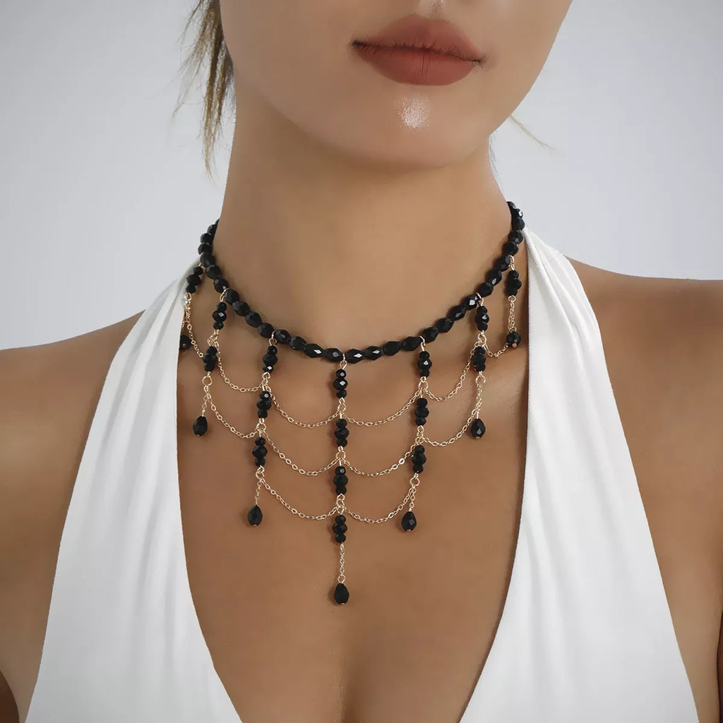 Beaded Choker Necklace with Draping Chains – image 1 | Lilixa Spooky Season