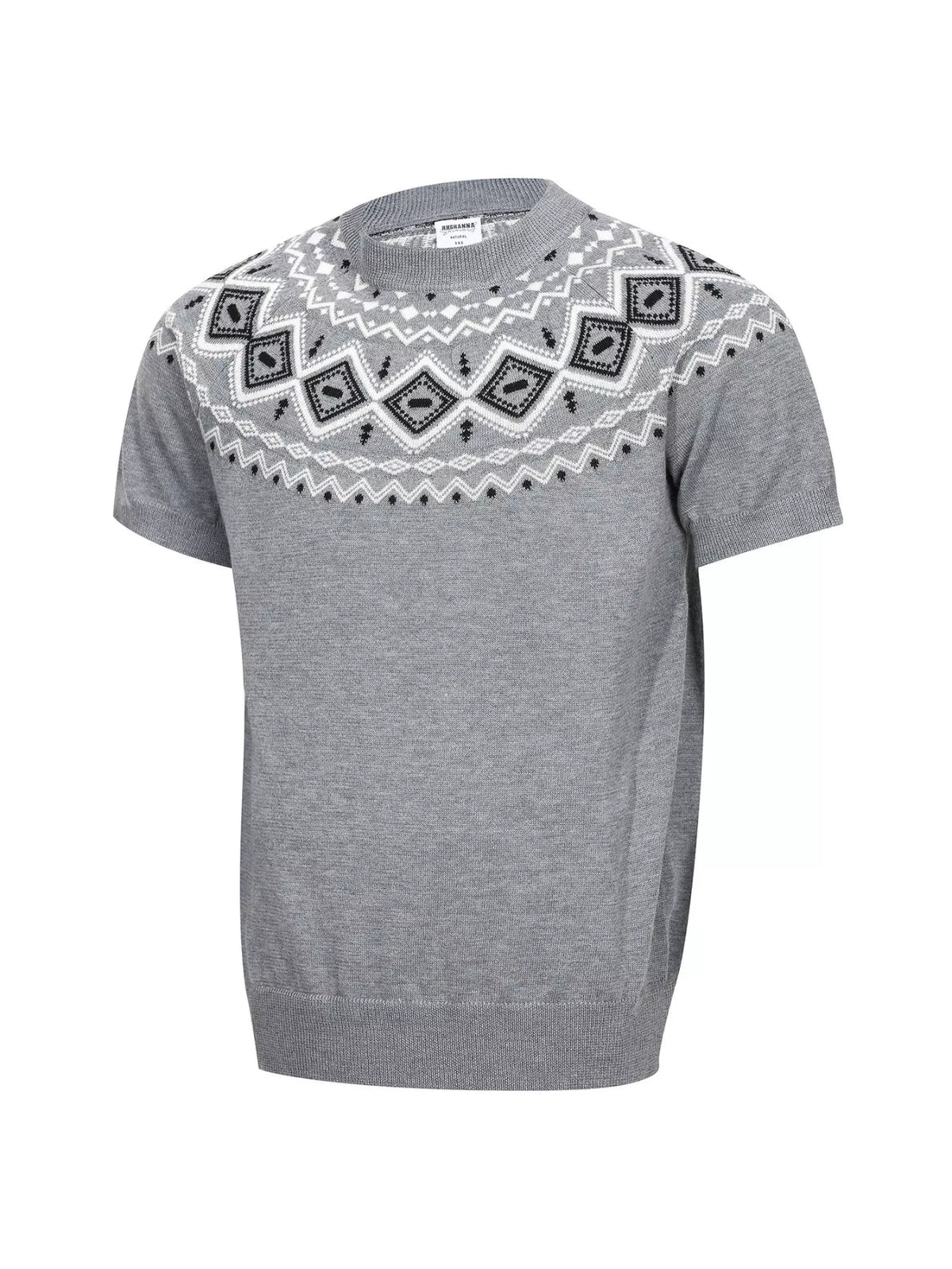 Men's Short Sleeve Fair Isle Pattern Knit Top - Lilixa.store