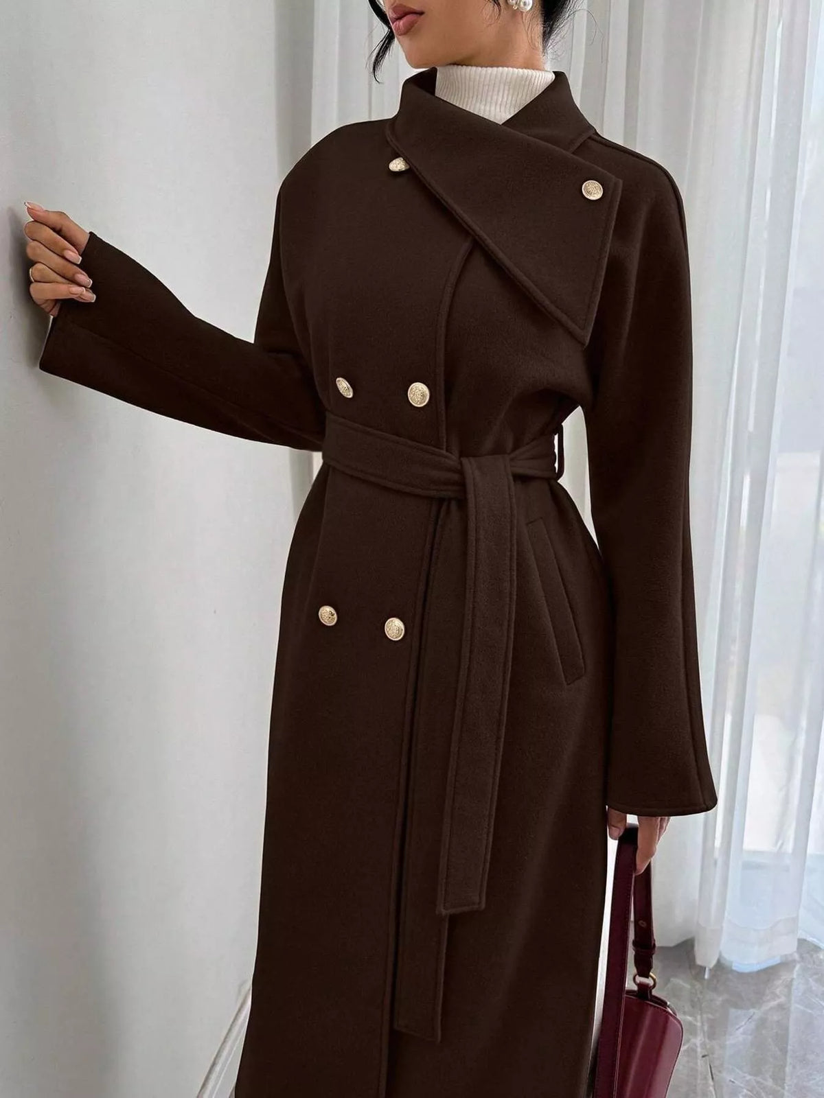 Double-Breasted Longline Coat - Lilixa.store