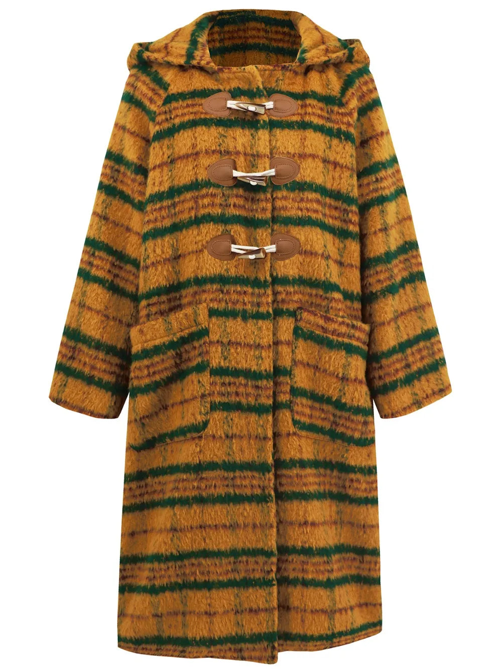 Plaid Long Sleeve Hooded Coat with Pockets, view 14