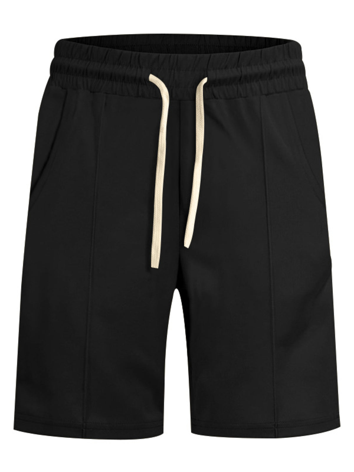 Men's Full Size Casual Drawstring Shorts Plus Size in Black