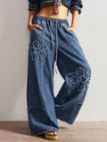 Flower Wide Leg Jeans - Lilixa.store