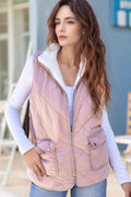 Quilted Sherpa-Lined Vest Coat - Lilixa.store