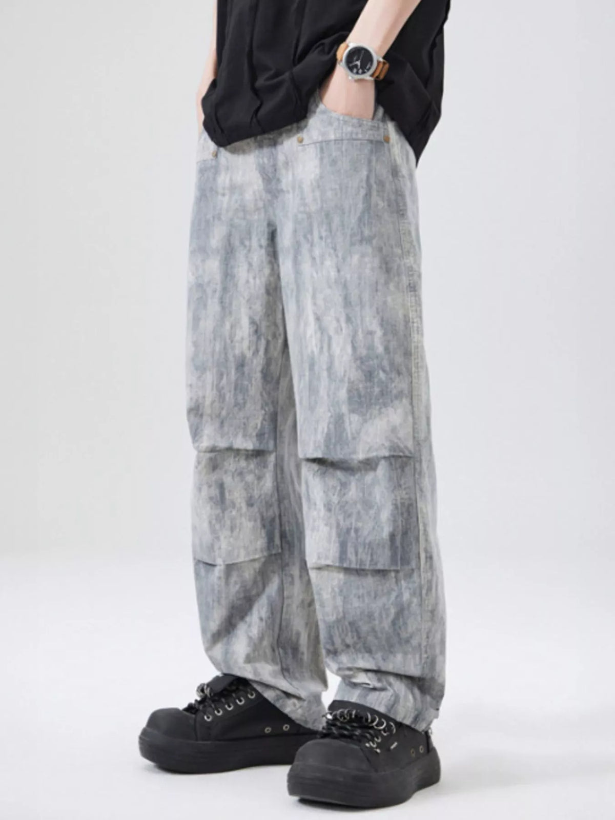 Men's Wide Leg Pants in Apricot
