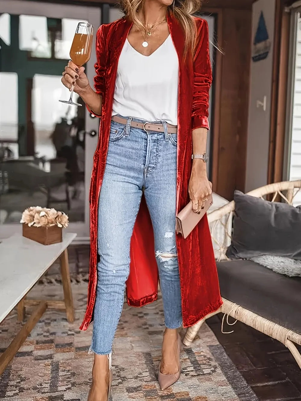 Open Front Long Sleeve Coat, view 9