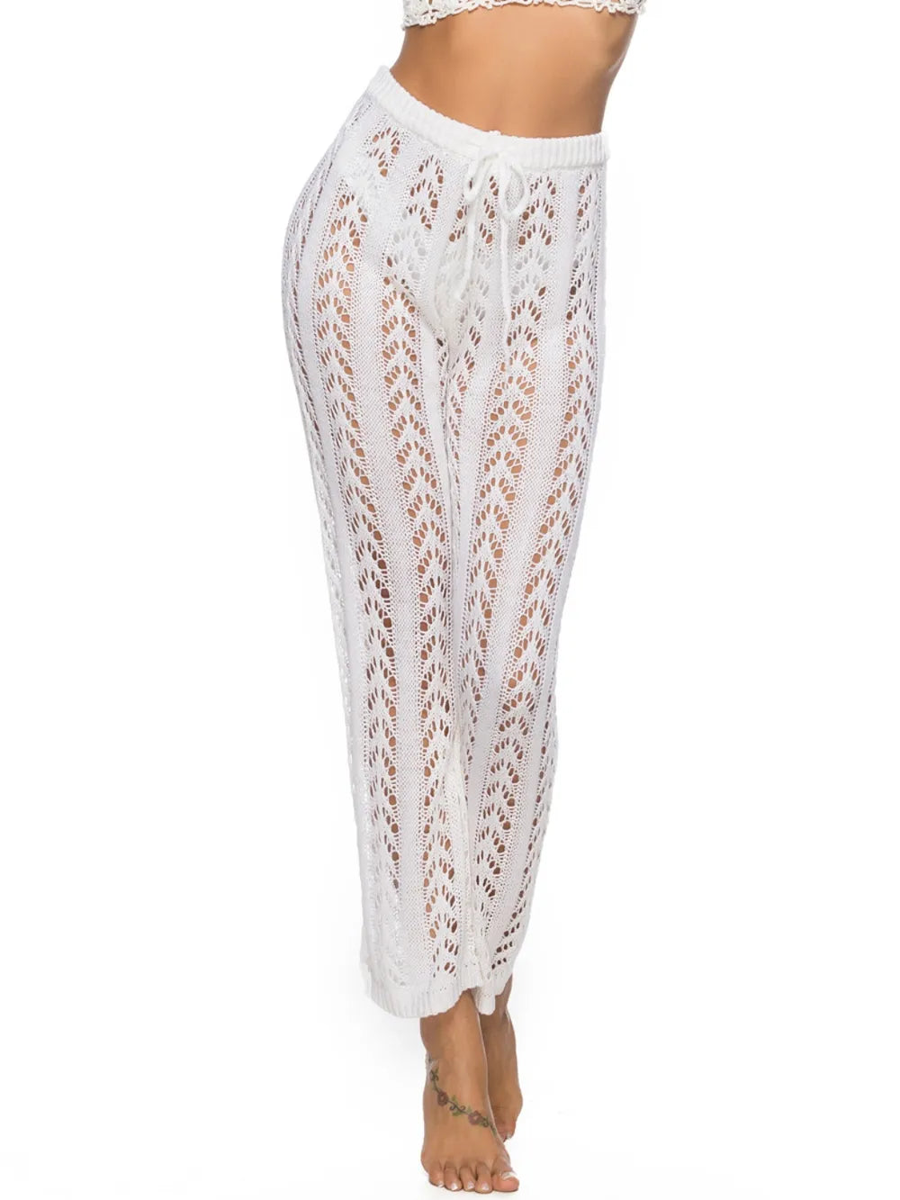 Cutout Drawstring High Waist Swim Pants - Lilixa.store