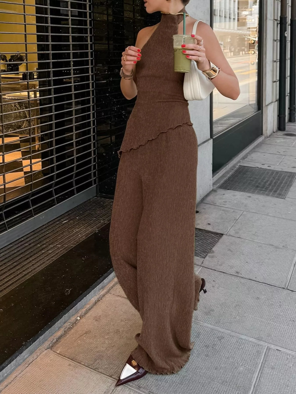 Sleeveless Top and Wide-Leg Pants Two-Piece Set, view 3