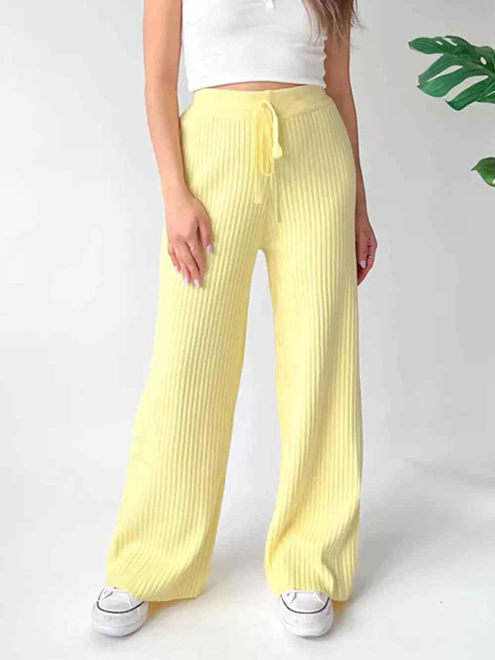 Ribbed Wide Leg Sweater Pants, view 11