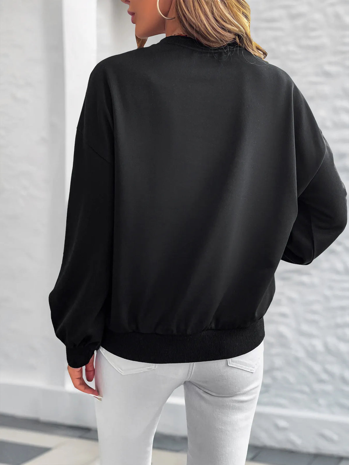 Heart Print Long Sleeve Sweatshirt - Lilixa.store