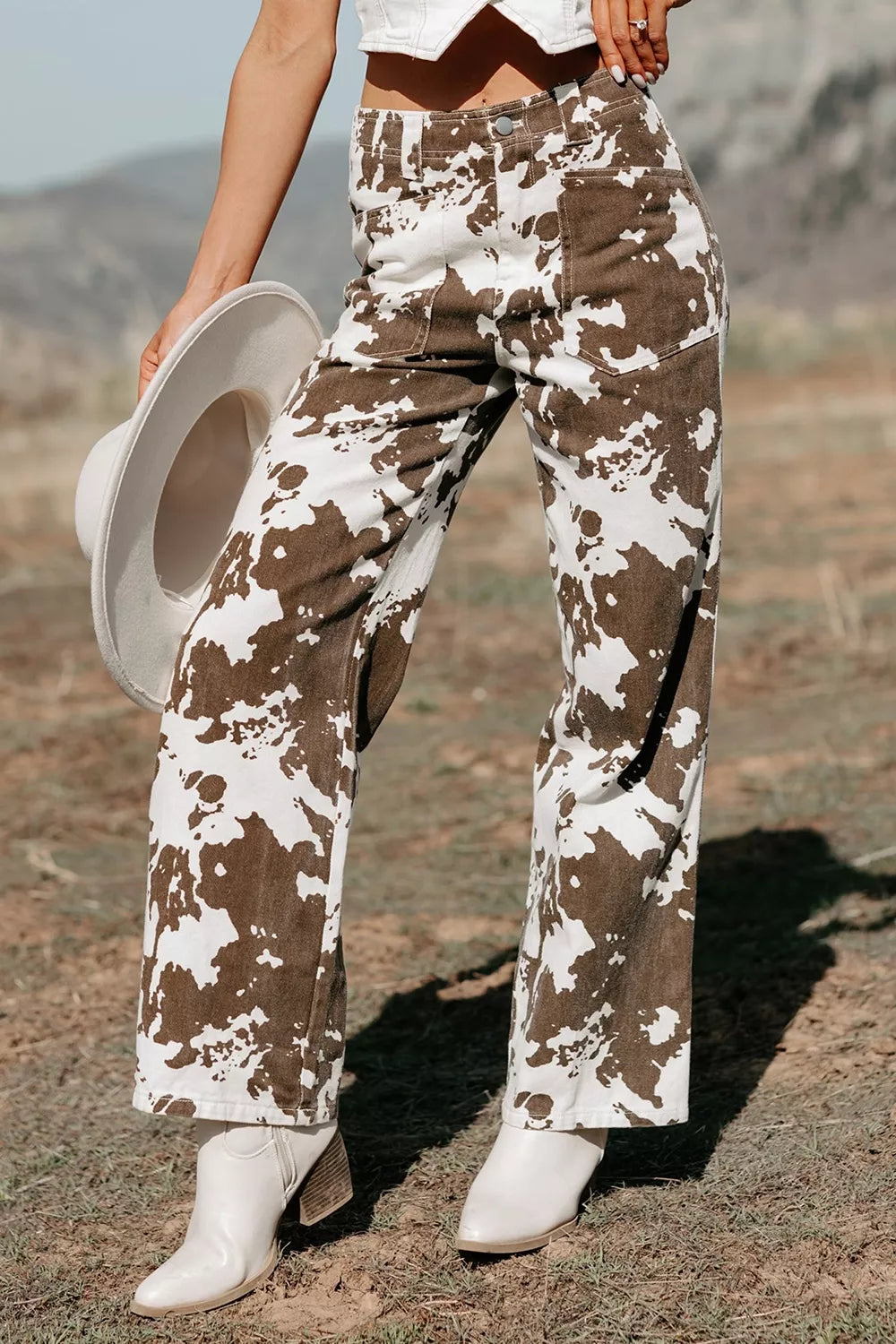 Abstract Pattern Regular Fit Full-Length Western Style Jeans - Lilixa.store