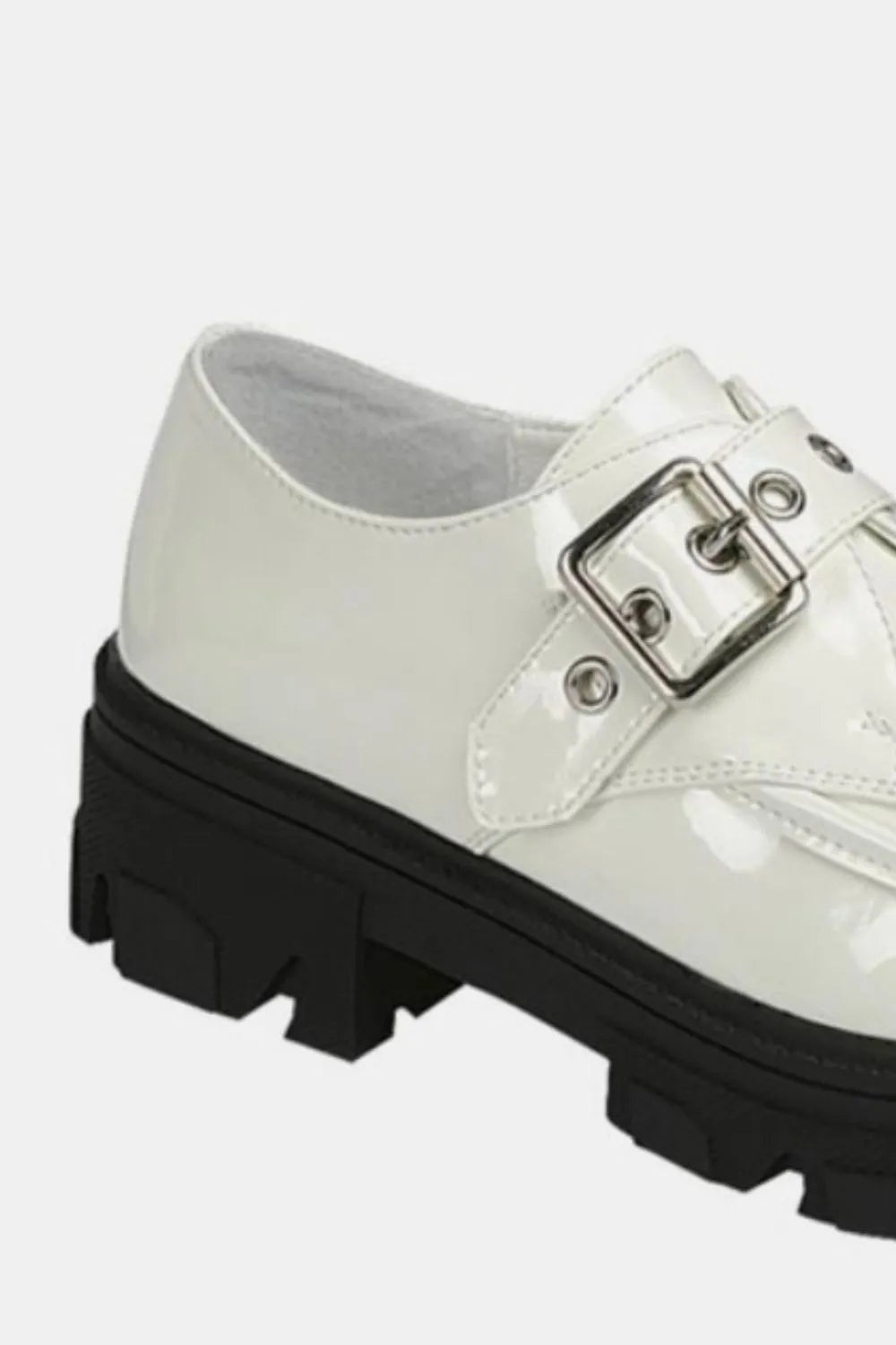 Forever Link Buckled Platform Lug Sole Loafers in White, view 2
