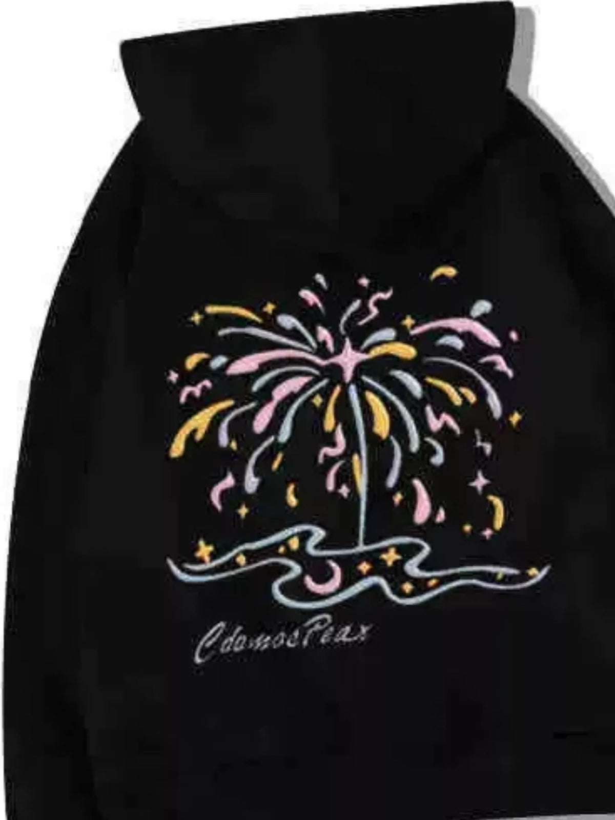 Full Size Fireworks Graphic Kangaroo Pocket Hoodie Plus Size