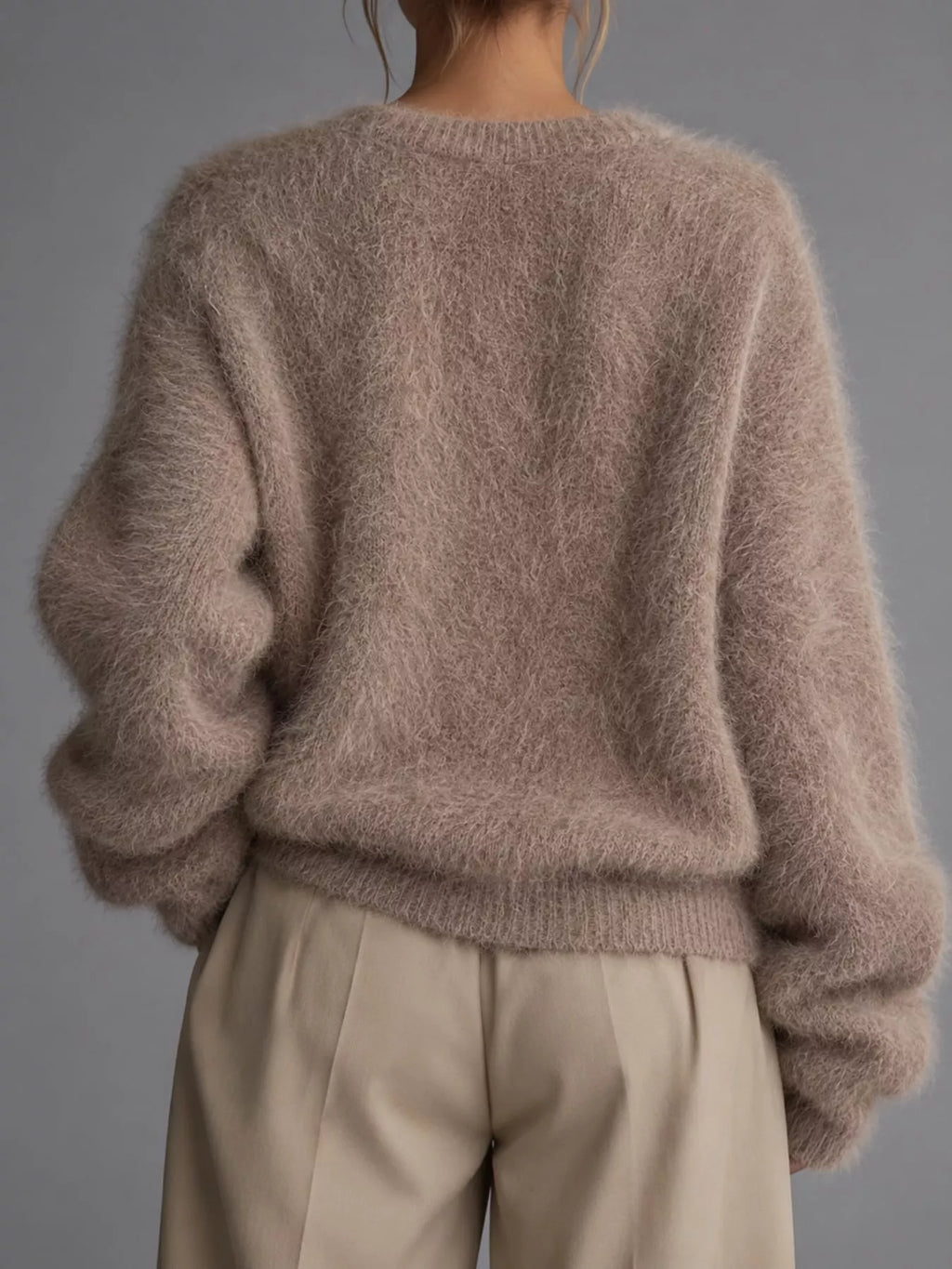 Fuzzy V-Neck Button-Down Cardigan, view 12
