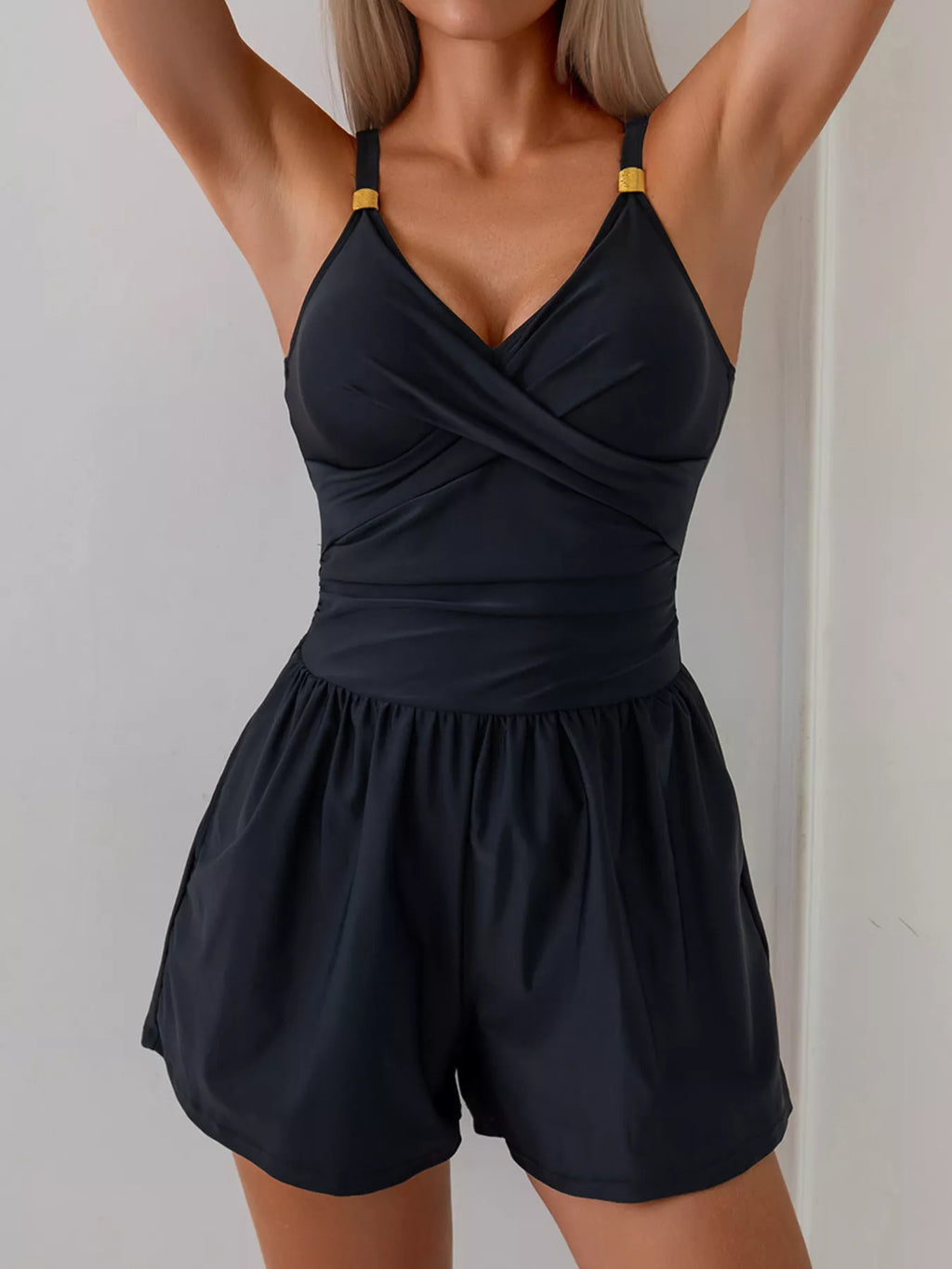 V-Neck Spaghetti Strap One-Piece Swimsuit - Lilixa.store