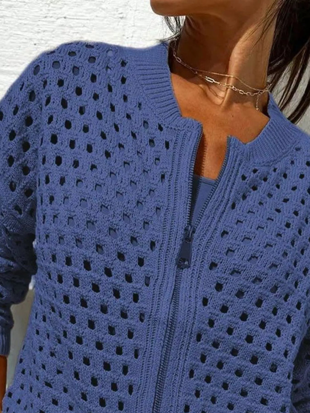 Full Size Crochet Knit Zip-Up Cardigan Plus Size - Lilixa.store
