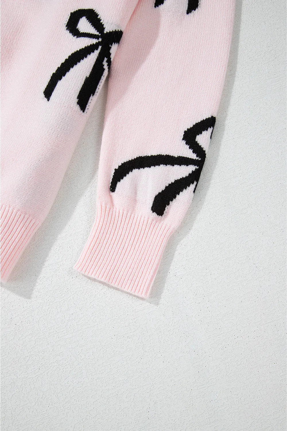 Bow Pattern Round Neck Loose Fit Sweater - Lilixa.store