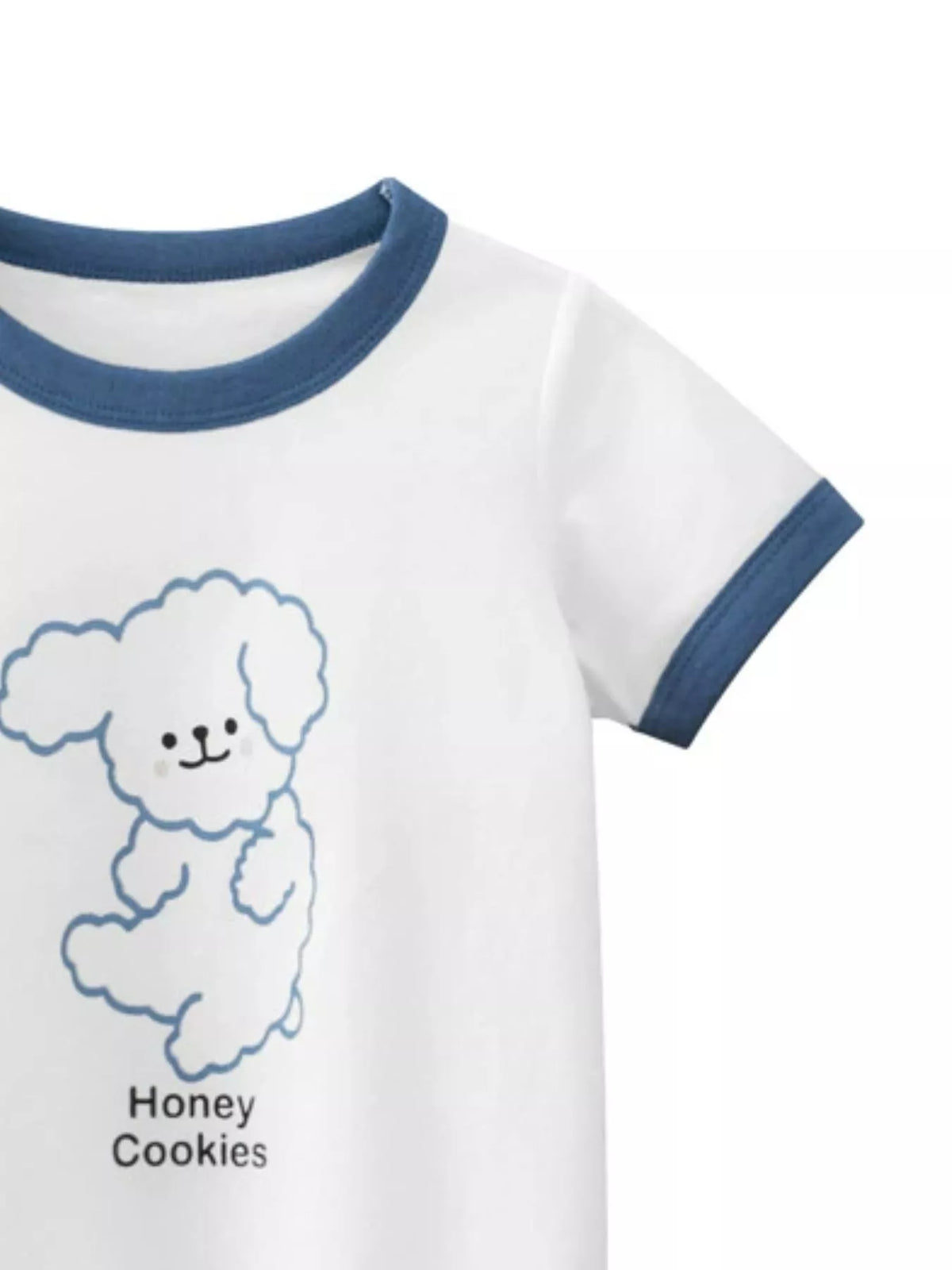 Children's Dog Graphic T-Shirt with Contrast Trim - Lilixa.store