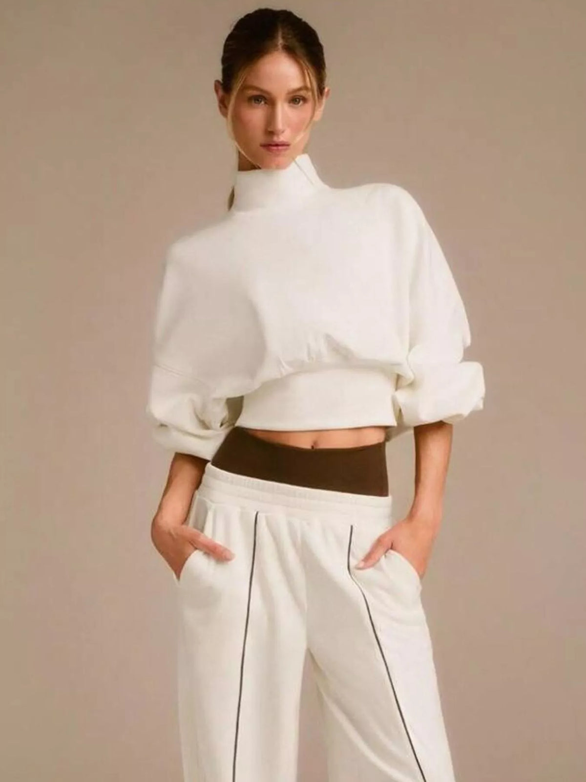 Turtleneck Dropped Shoulder Sweatshirt - Lilixa.store