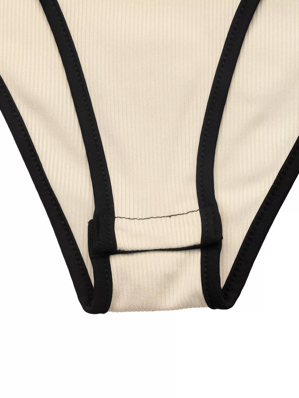 Ribbed V-Neck Long Sleeve Bodysuit with Contrast Trim - Lilixa.store