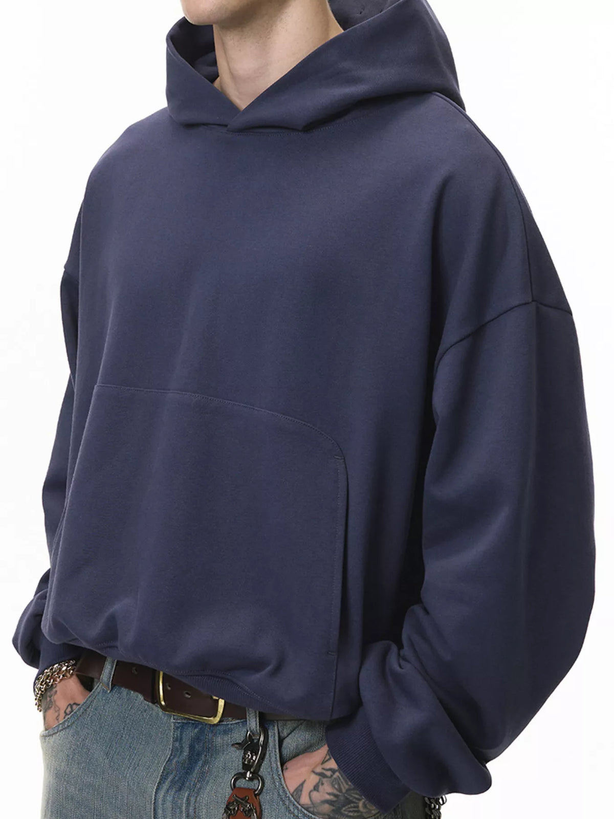 Men's Kangaroo Pocket Dropped Shoulder Hoodie - Lilixa.store