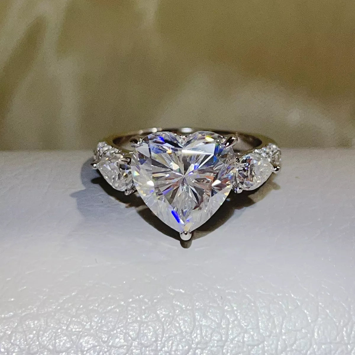 6 Carat 925 Sterling Silver Moissanite Heart Ring