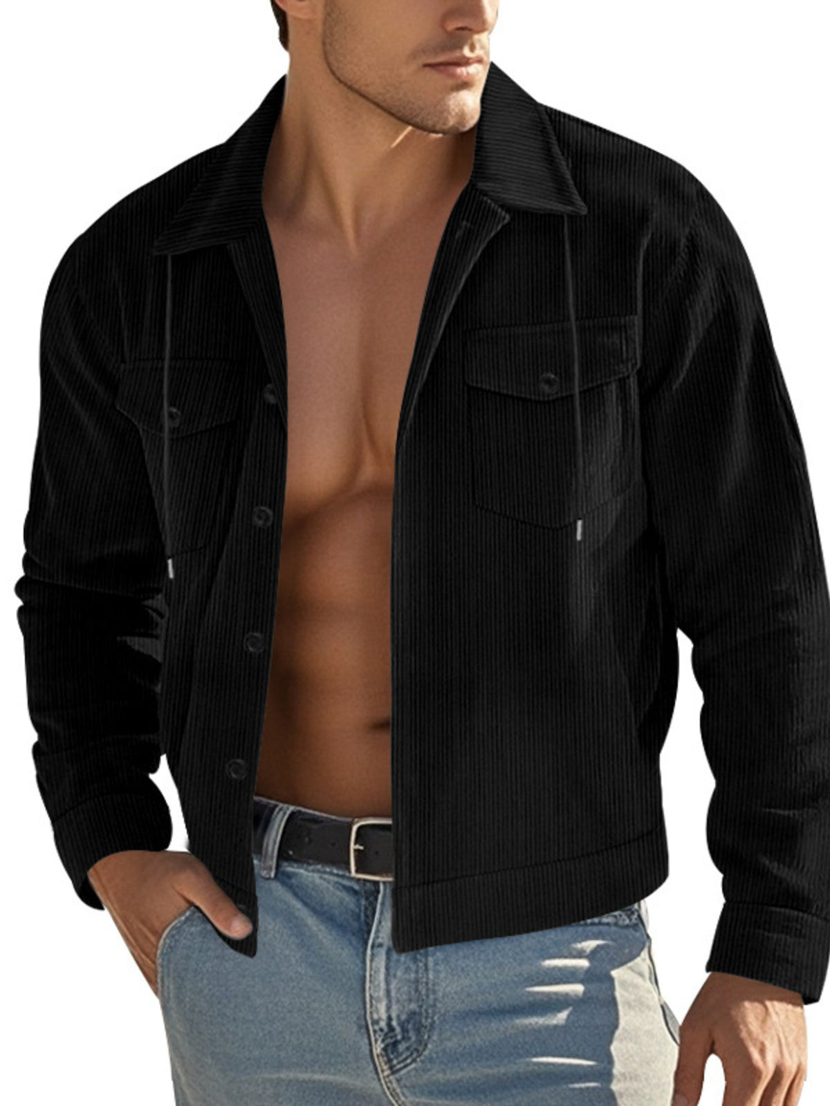 Men's Full Size Corduroy Button Up Casual Jacket Plus Size - Lilixa.store
