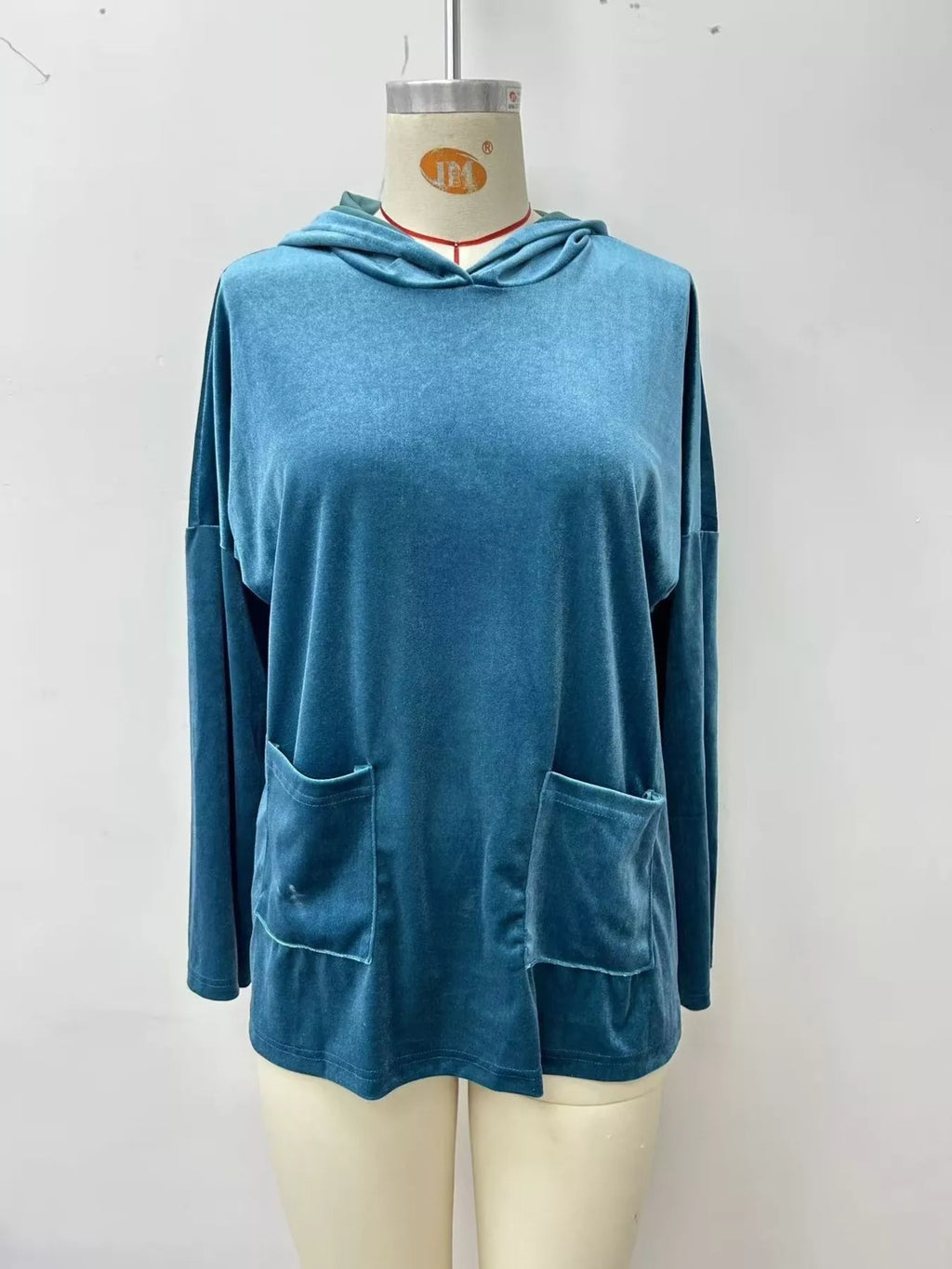 Velvet Front Pockets Hoodie - Lilixa.store