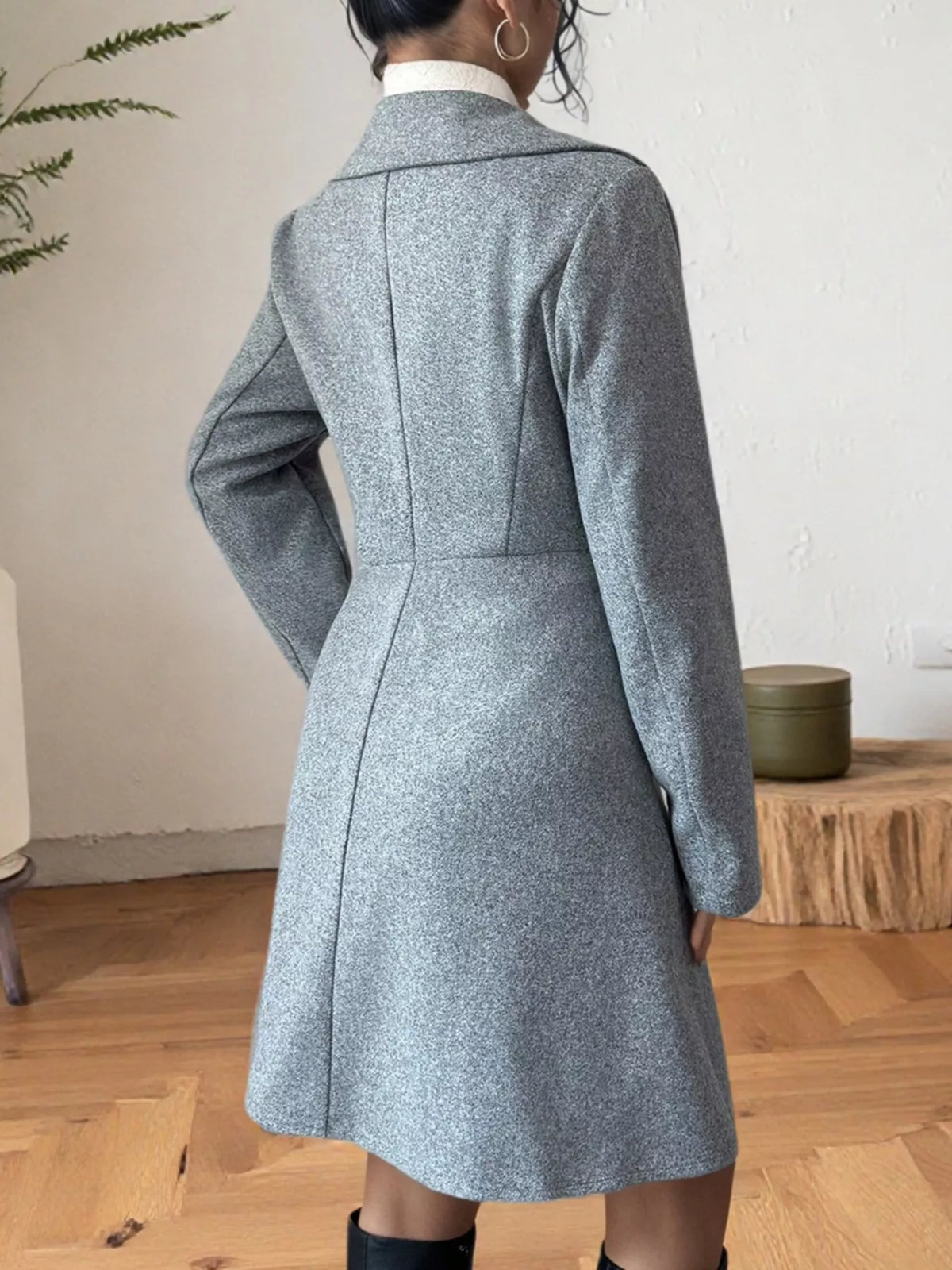 Double-Breasted Wool Blend Coat - Lilixa.store