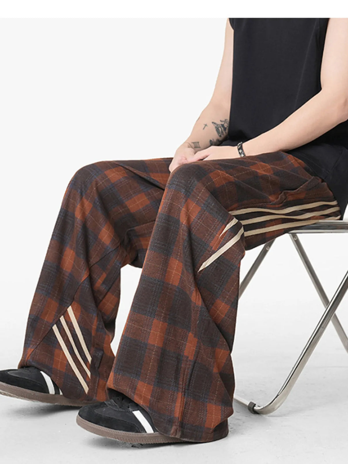 Men's Plaid Wide Leg Casual Pants, view 7