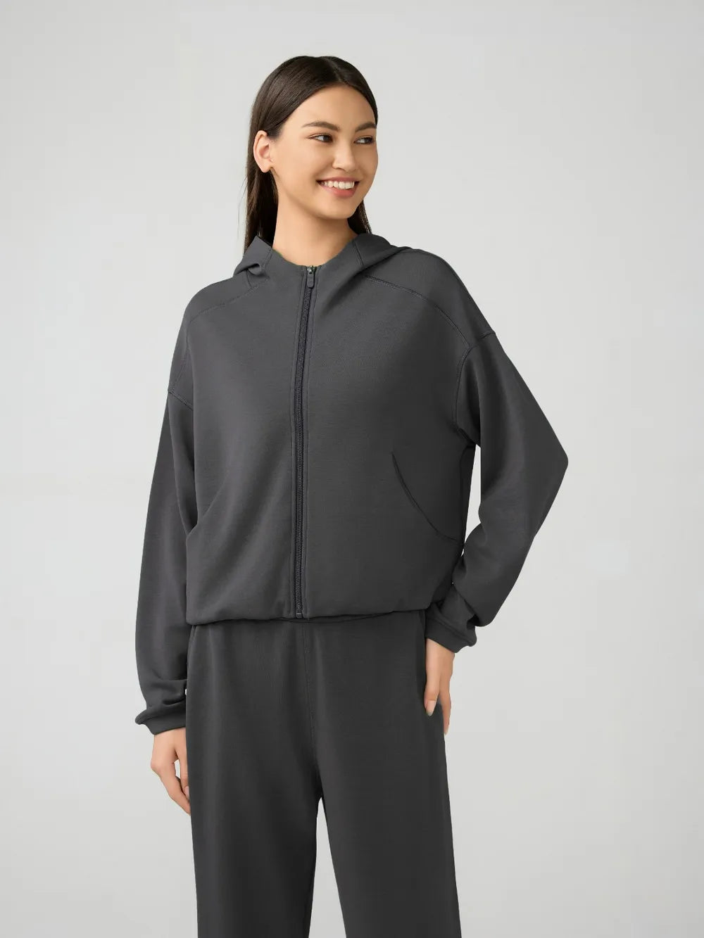 Millennia Zip Up Dropped Shouder Active Hooded - Lilixa.store