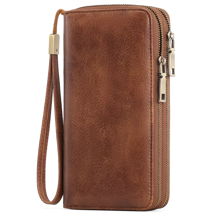 Vintage Style Double Zipper Leather Wallet - Lilixa.store