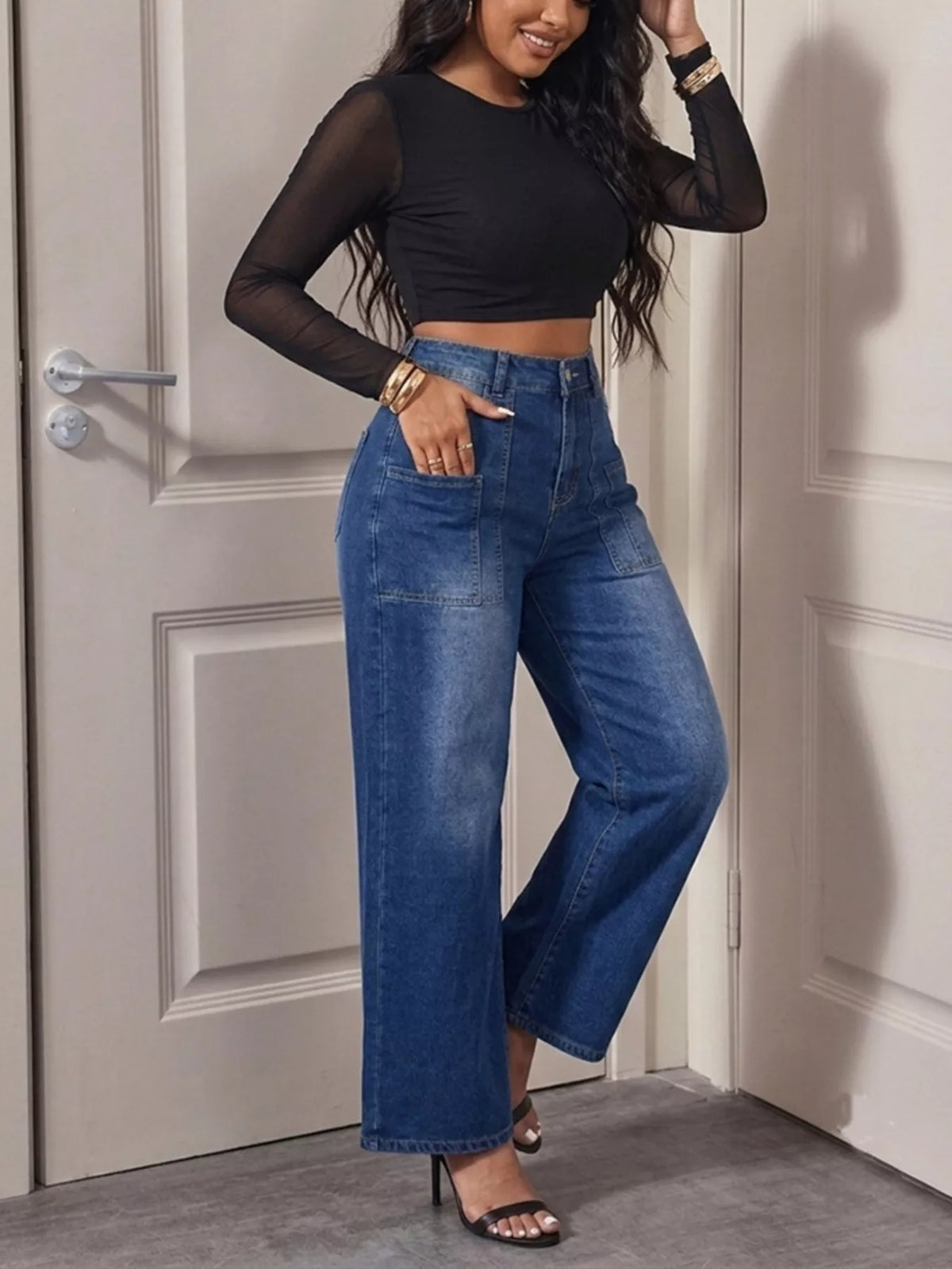 High-Waisted Wide Leg Jeans