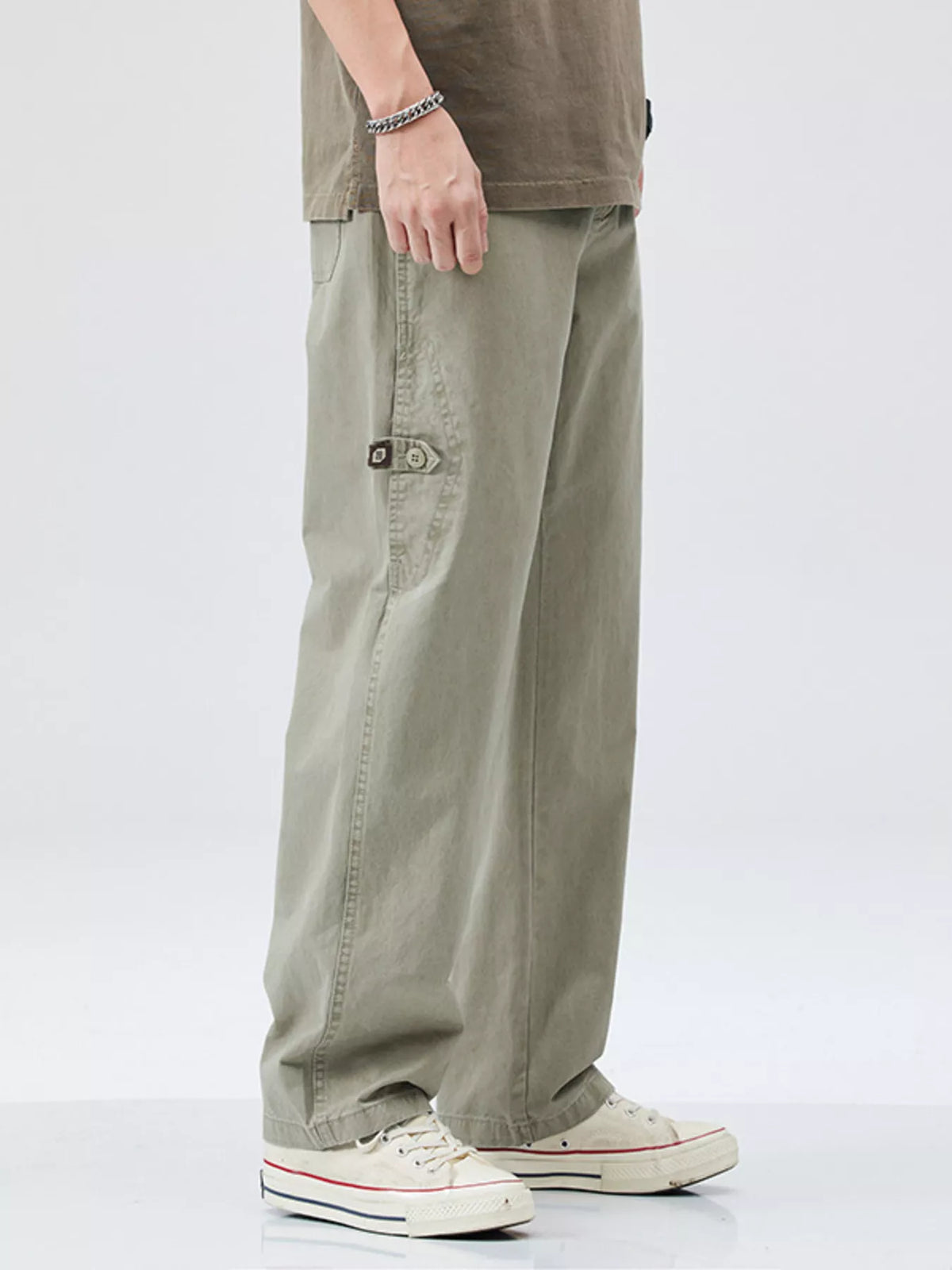 Men's Full Size Casual Loose Fit Carpenter Pants Plus Size in Sage