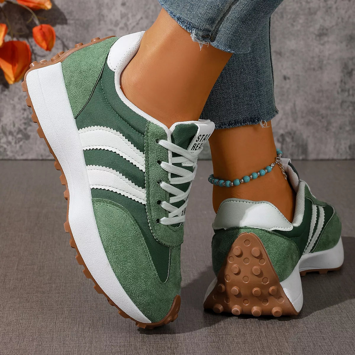 Lace Up Round Toe Sneakers - Lilixa.store