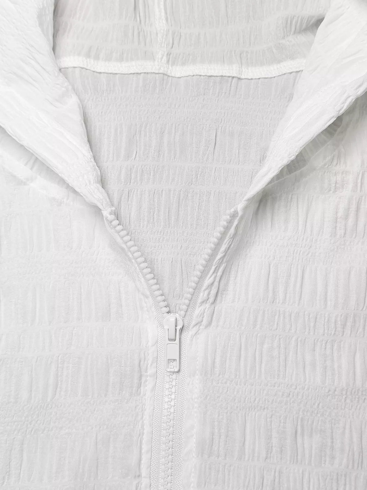 Lightweight Textured Hooded Jacket in White, view 7