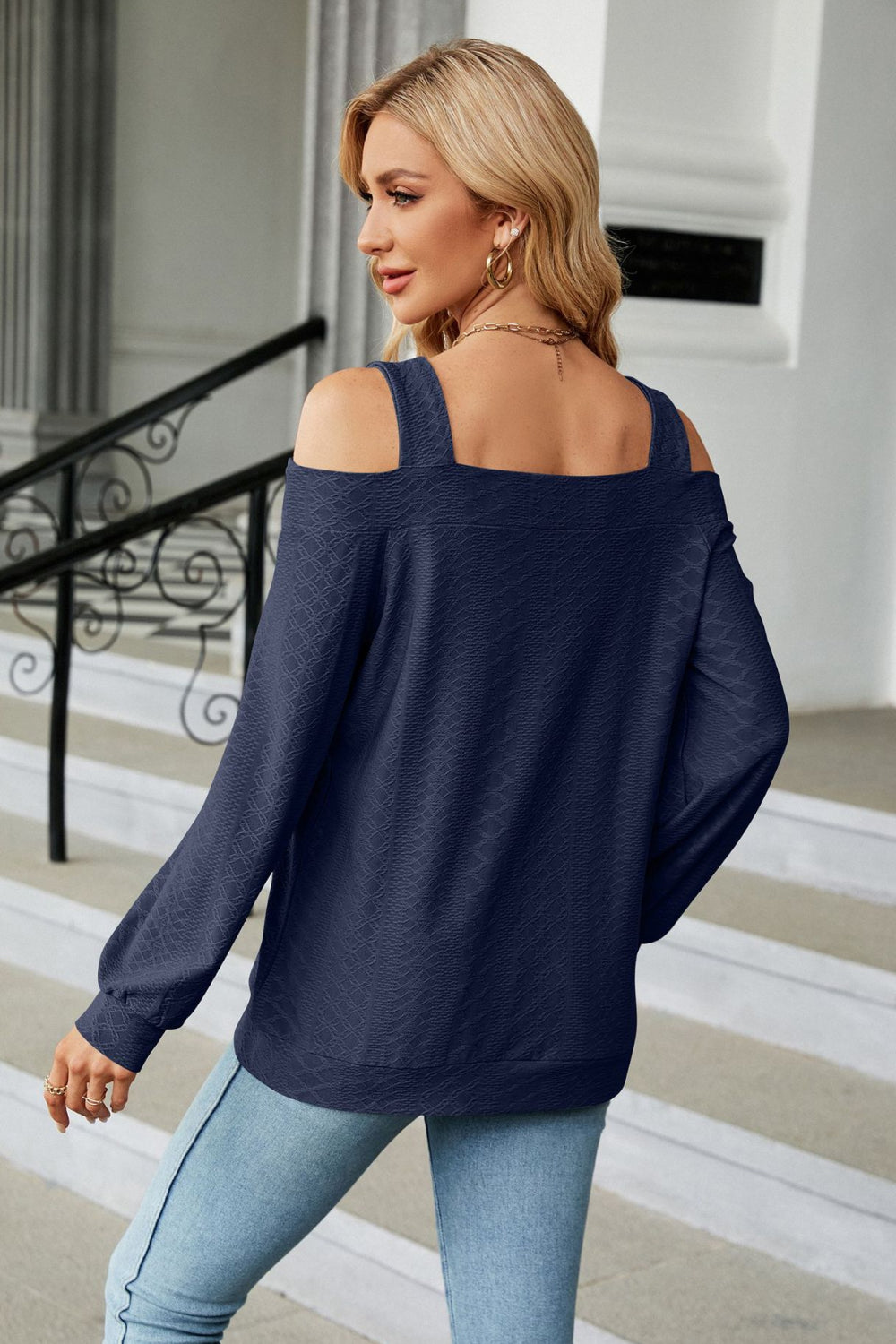 Cold Shoulder Square Neck Cutout Blouse, view 4