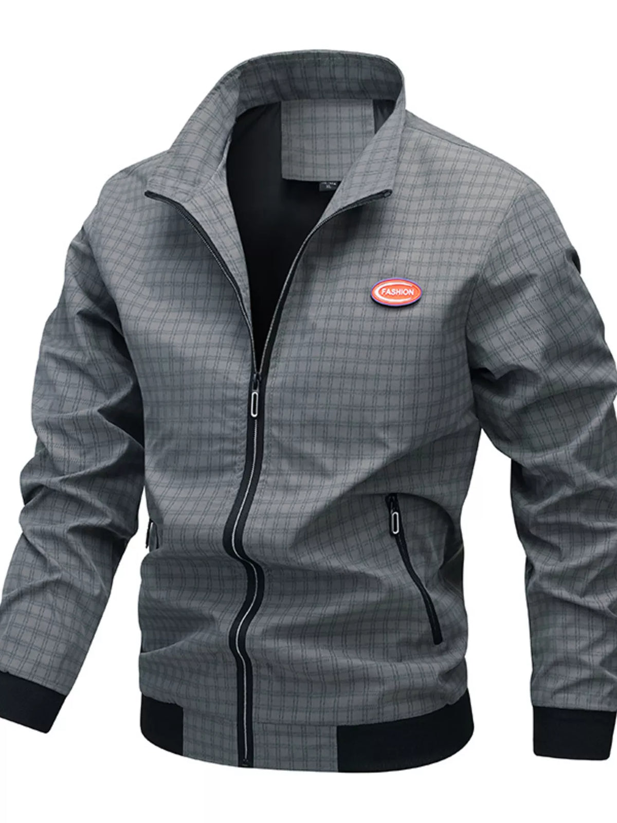 Men's Plus Size Plaid Lightweight Zip-Up Jacket - Lilixa.store