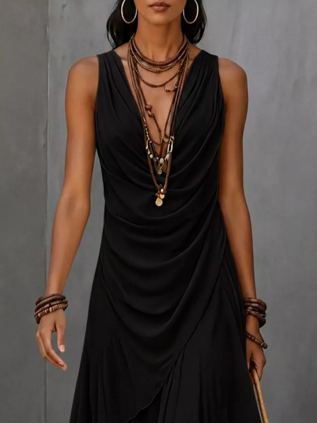 Sleeveless Layered Ruffle Hem Maxi Dress - Lilixa.store