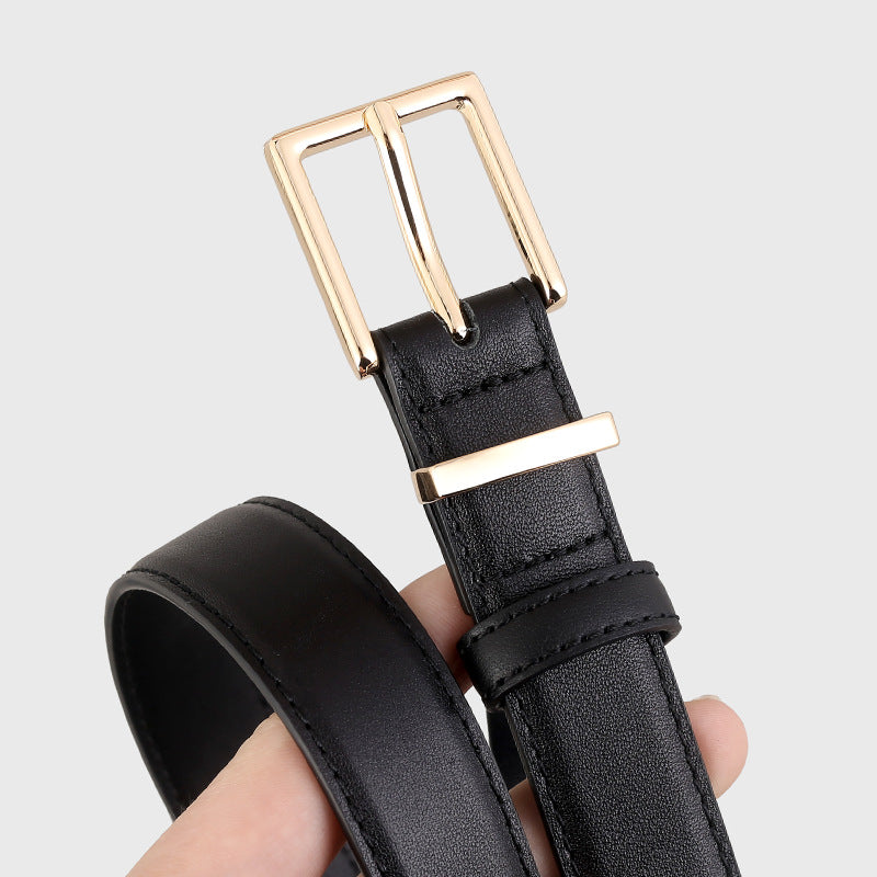 Leather Belt with Golden Buckle - Lilixa.store