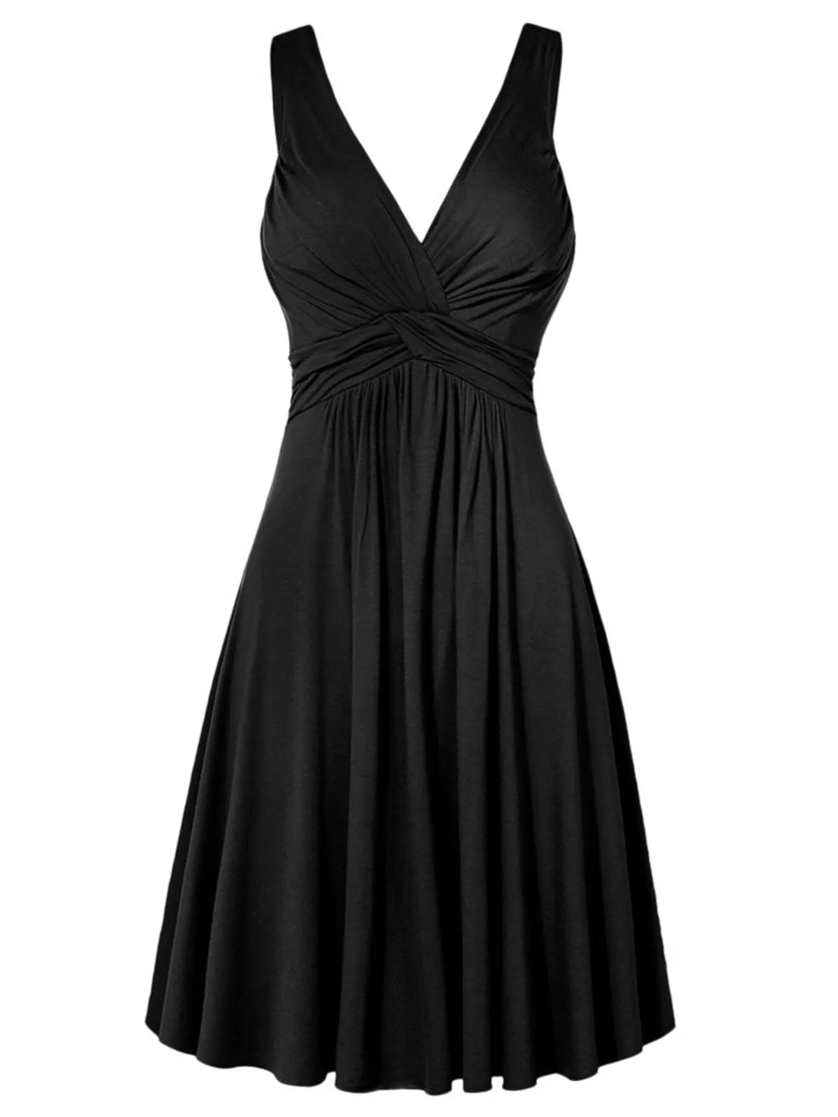 Full Size Twisted Sleeveless Ruched Waist A-Line Dress Plus Size - Lilixa.store