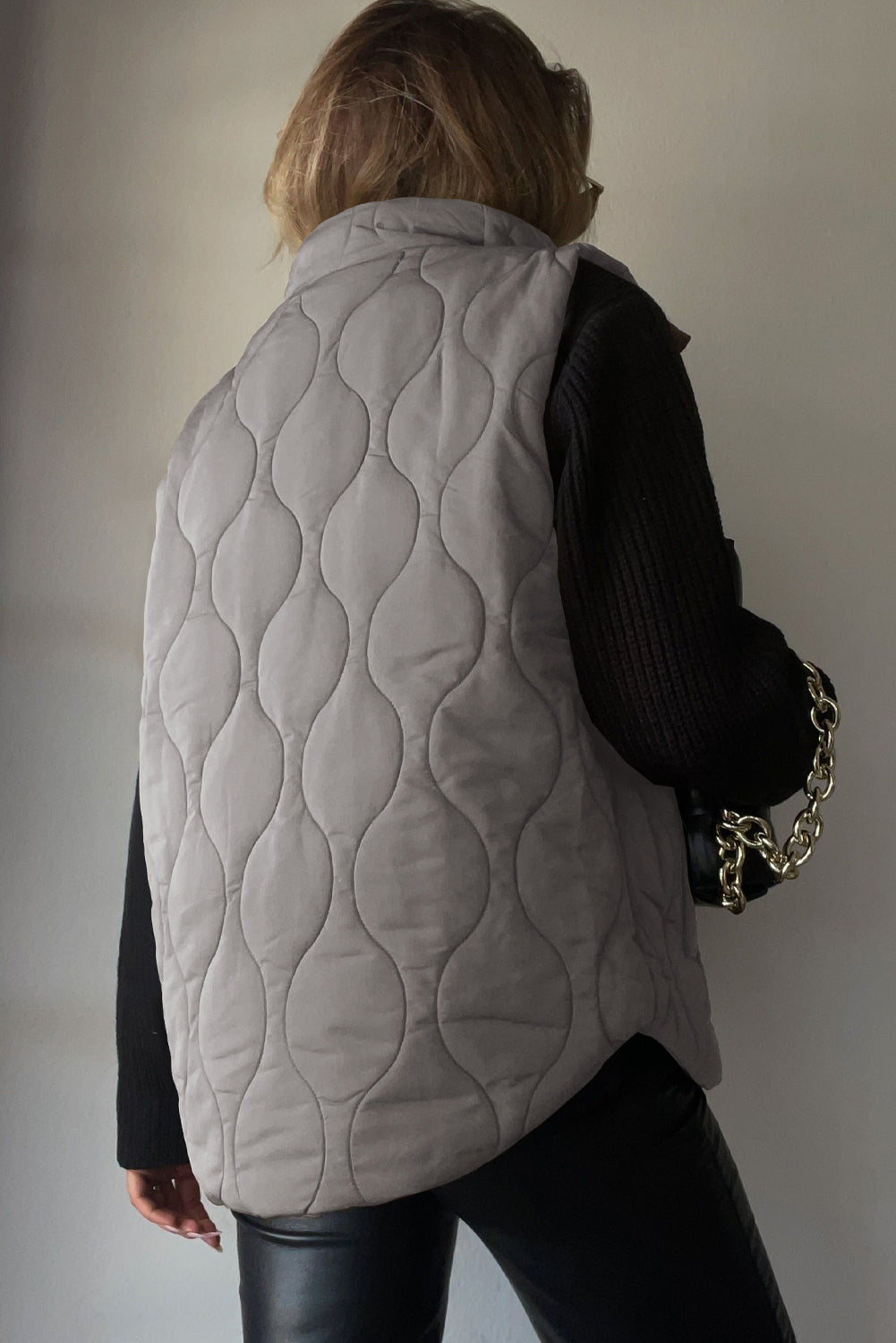Collared Neck Vest with Pockets, view 3