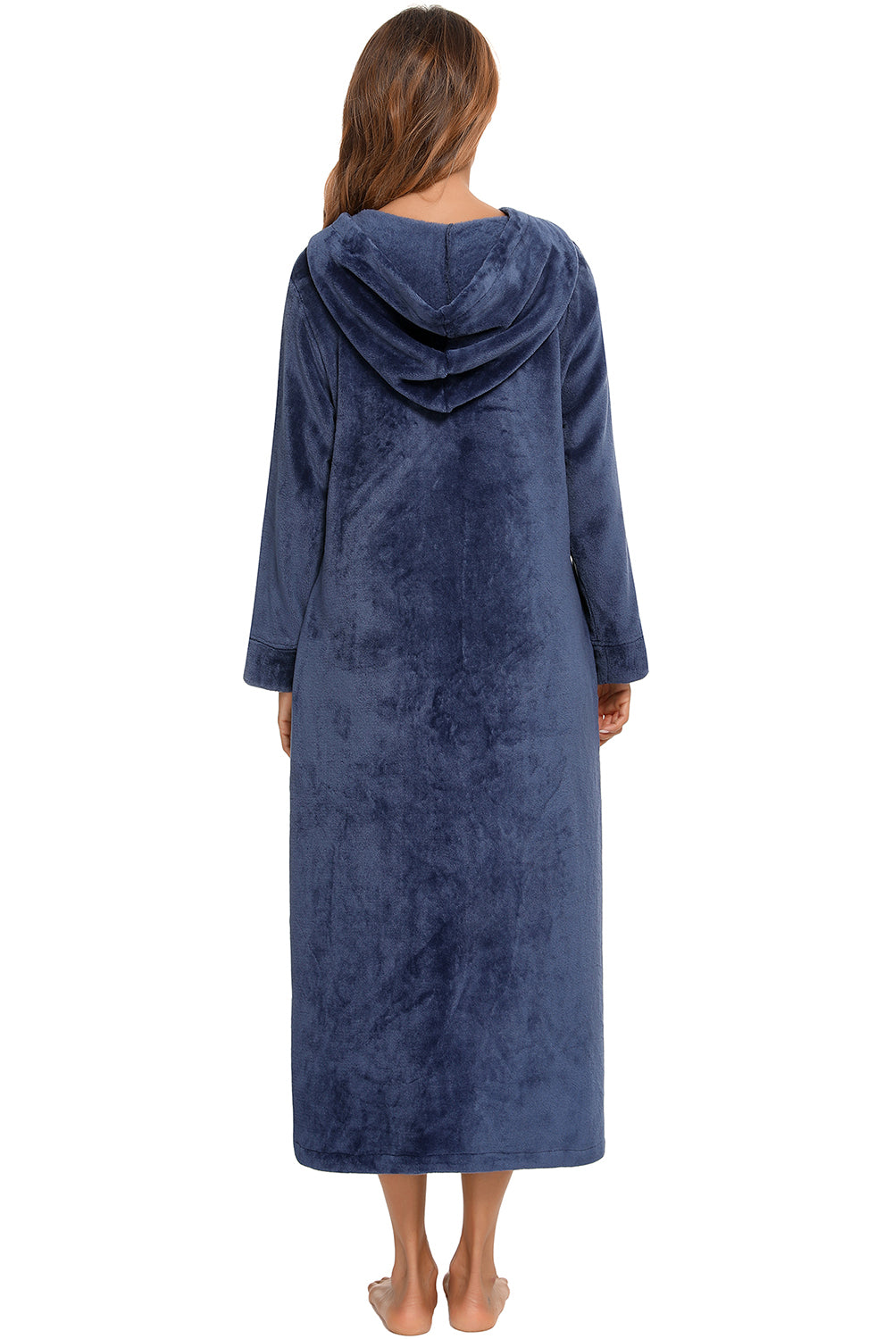 Zip Front Hooded Night Dress with Pockets - Lilixa.store