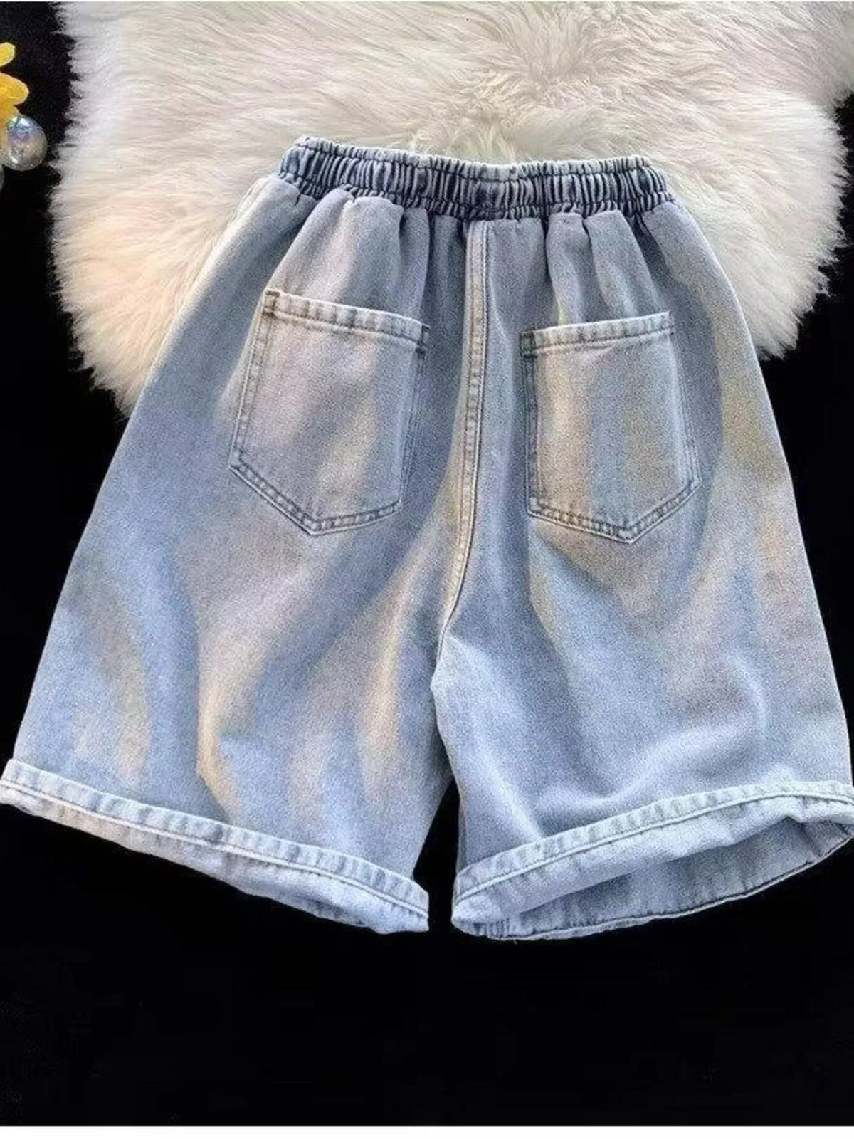 Men's Full Size Elastic Waist Washed Denim Shorts Plus Size - Lilixa.store