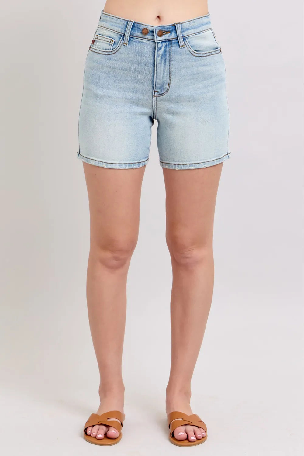 Judy Blue Full Size 2 Button Denim Shorts with Pockets Plus Size - Lilixa.store