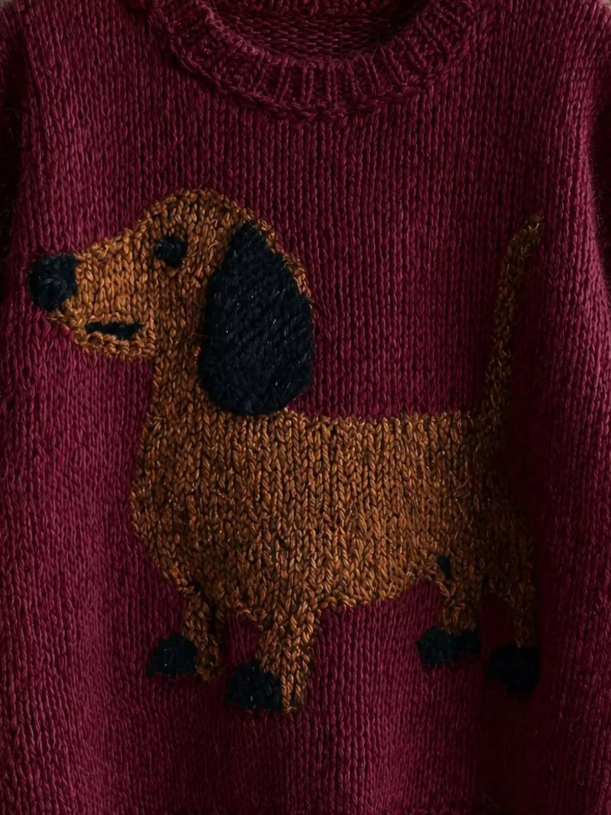 Dachshund Dropped Shoulder Sweater - Lilixa.store